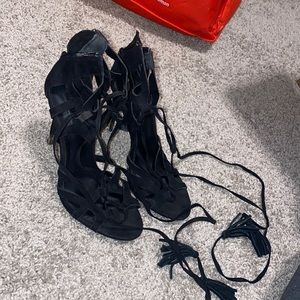 Black lace up heels forever 21